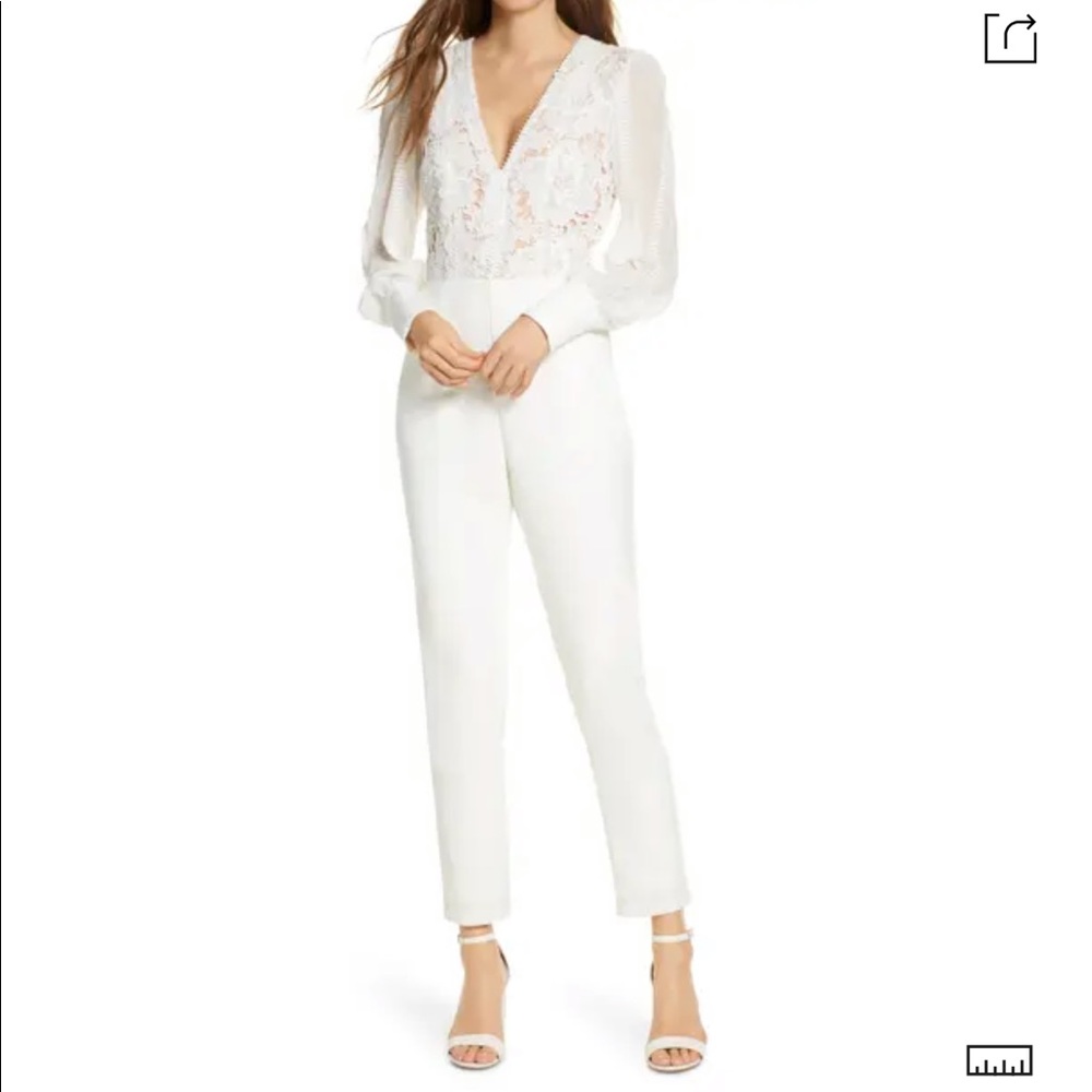 Adelyn Rae Farrah Lace Long Sleeve Jumpsuit